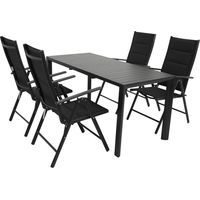 Garnitur LAGOS 5-teilig, Alu + Kunstgewebe schwarz
