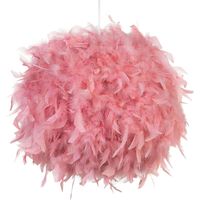 Lampe Suspension en Plumes Roses de Forme Ronde E27 40W Élégante et Tendance pour Maison au Design Moderne, Minimaliste ou Rétro Scandinave Beliani
