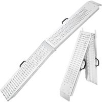 Pac de 2 rampes de chargement pliables AREBOS - 400 kg - Argent - Surface Anti-dérapante - Galvanisée et Métallisée