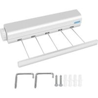 Étendoir mural rétractable, compact, extensible et portable pour salles de bains, salons ou patios, intérieur et extérieur, 3,75 m (5 lignes)