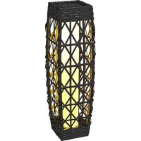 Rattan Außenleuchte, Solar Gartenlampe, Einschaltautomatik, LED, wetterfest, Metallrahmen, 20 x 20 x 68cm, Grau
