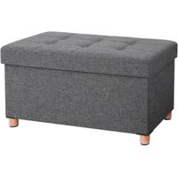 Songmics – Banc de rangement pliable avec coffre – Rembourré 5 cm – Pieds en bois massif – 76 x 38 x 40 cm – Capacité 300 kg – Gris foncé