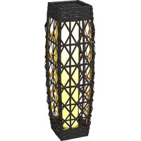 Lampe de jardin solaire LED avec rotin et capteur de lumière, grise, résistante aux UV pour une utilisation extérieure