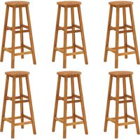 Vidaxl – Tabourets de bar en bois d'acacia massif – Lot de 6 – Hauteur d'assise 75 cm – Résistants aux intempéries – Confort optimal avec repose-pieds