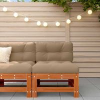vidaXL Sofa de jardin milieu Pin massif Pin brun ciré