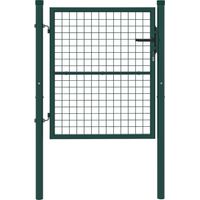 Cancello da Giardino in Acciaio 97x150 cm, Cancelletto da Giardino con Serratura, 3 Chiavi, Maniglia e 2 Pali