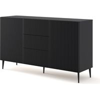 Cómoda RAVENNA B 150 cm 2D3S negro mate fresado + patas