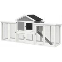 Gallinero Extérieur Madera Grande 204x85x93 cm avec Caja Anidación Corral Bandeja Extraíble Percha Gris