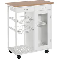 Carro de Cocina Multiusos Carrito Auxiliar con Ruedas para Dormitorio con Estantes Cestas Cajones 70x37x85cm