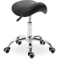 Taburete con Ruedas Taburete Giratoria con Altura Ajustable Taburete Cosmetica Dentista Peluqueria 52x53x49-61 cm Negro