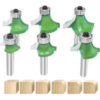 6 Stück Abrundfräser 8mm Schaft, Radius Eckfräser Hartmetall mit Lager für Holzbearbeitung