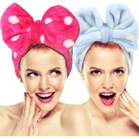 Lot de deux bandeaux élastiques avec nœud pour nettoyage du visage style serviette pour spa et massage