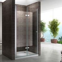 Einzelfalttür Falttür Duschtür Duschabtrennung Klarglas 6mm ESG Sicherheitsglas - alle Größen 88-92cm