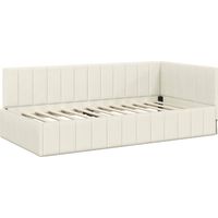 Vidaxl – Cadre de lit d'angle Crème 90x190 cm – Velours – Design en L compact – Construction en contreplaqué et bois d'ingénierie