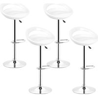 Juego de 4 taburetes de bar ajustables en plástico ABS blanco, altura ajustable con asa 84-104 cm