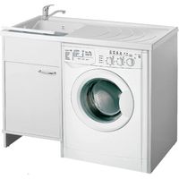 Lavatoio e Coprilavatrice in PVC 109x60x89 cm Forlani Tidy Bianco Lato Sinistro