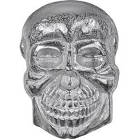 WOMO-DESIGN Escultura de Calavera 42x30 cm (Al x An) Decoración de Pared Diseño Gótico Plata de Aluminio Púlido Estatua con Recubrimiento de Níquel Accesorio Adorno Colgante para el Hogar