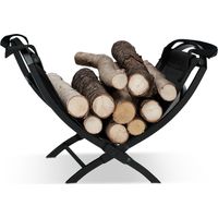 Relaxdays – Panier à bûches en acier pliable avec sac de transport – Dimensions H32 x L43,5 x P32 cm – Capacité 40L – Porte-revues décoratif