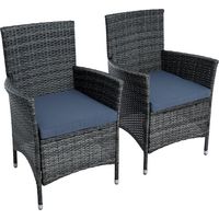 Rattan Gartensessel Polyrattan Stuhl Gartenstuhl 2er Set Sessel Anthrazit-Grau