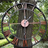 Gartenuhr für den Außenbereich, Garten-Wanduhr, große römische Ziffer, Gartenuhr für den Außenbereich, Eisenuhr für den Außenbereich, 40 cm - Crezuo