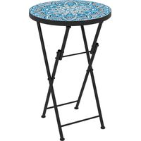 Table plegable jardin mosaico azul antideslizante Ø35.5x55 cm