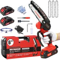 Mini tronçonneuse électrique, tronçonneuse électrique de 6 pouces avec 2 batteries, 1 tronçonneuse + 1 guide, mini tronçonneuse électrique sans fil 800 W