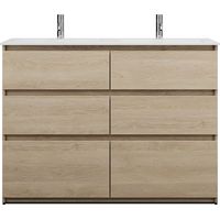burgbad Lin20 Lavabo bajo para lavabo doble blanco mate con