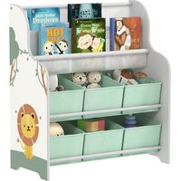 AIYAPLAY Kids Storage Unit with 6 Fabric Drawers & 2-Tier Sling Rack, Green