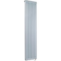 Milano Windsor White 1500mm x 380mm Cast Iron Style Vertical Double Column Electric Radiator with Wi-Fi Thermostat - Chrome Cable Cover