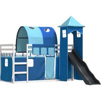 vidaXL Lit superposé sans matelas avec toboggan et rideaux 90x200 cm
