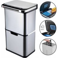 Poubelle automatique de tri 60L à 4 compartiments – Inox SS304 – Ouverture par capteur – Filtre anti-odeurs – Roues pour transport facile