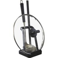 1 Support Couvercle, Acier, Noir, Porte Cuillère, Planche Découper, Cuisine