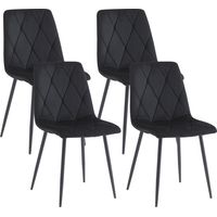 Artist Hand Set of 4 Dining Chairs for Dining Room Living Room, Velvet Fabric Kitchen Chairs Set with Upholstered Seat Backrest Solid Metal Legs, Black