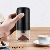 Coffee Grinder, USB Rechargeable Electric Coffee Grinder with Ceramic Cone Grinder, Adjustable Coarseness, Espresso Coffee Grinder, Portable Rechargeable 30 g for Beans, Spices (Black)