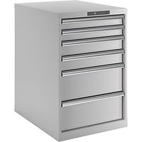 Schubladenschrank 27x36E H850xB564xT725mm 6 Schubladen Vollauszug RAL7035 LISTA