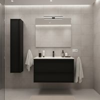 Mobile Bagno Sospeso 100 cm con Lavabo in Ceramica e 2 Cassetti Nero Satinato – Urban