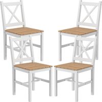 Lot de 4 chaises design style maison de campagne. cadre blanc – Parfaites pour salle à manger. cuisine ou salon