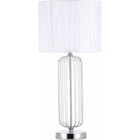 lampada da tavolo mansonia 1xe27 cromo c/pantalone bianco 66x30x30 cm