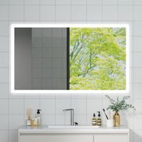 OCEAN Specchio da bagno con LED 100x60cm,3 colori,Dimmerabile, Antiappannamento,Memoria,IP44, Vetro HD,Doppio interruttore,Orizzontale/Verticale