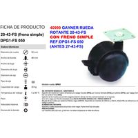 RUOTA GAYNER 20-43FS RIF: DPG1 050-FS CON FRENO PRIMA DEL 27-43FS