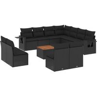 Maison Exclusive - Set Divani da Giardino 12 pz con Cuscini Nero in Polyrattan