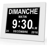 Orologio digitale da 7 pollici con calendario, data e ora, orologio per l'Alzheimer per genitori, promemoria per farmaci per nonni e bambini - Bianco - 20414324 mm