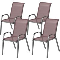 Sedie da Giardino Impilabili con Braccioli Curvi Acciaio Tessuto Traspirante 54x71x93 cm Marrone