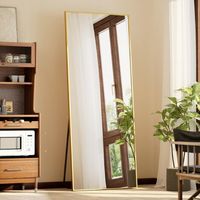 Miroir rectangulaire pleine longueur, miroir sur pied avec support- Or - 52x161cm
