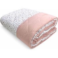 Pink Flower Bow Quilt - Couvre-lit matelassé mi-saison - 100 % microfibre douce - Fabriqué en Italie LIT DOUBLE 2 PLACES