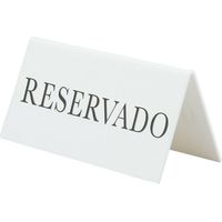SECURIT - Set da 5 Segnatavolo Riservato - Per Caffè, Ristoranti, Bar - Scritta in Spagnolo - 5x10x4,5cm - Colore Bianco