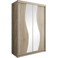 Armoire Dover 110, Sonoma chêne, 200x150x62cm, Portes d'armoire: Coulissantes, Nombre d'étagères: 5, LED: Disponible