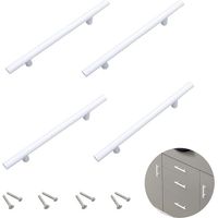 4 Pièces Poignées de Cuisine Blanches 128mm, Poignée de Meuble, T Poignées Placard Tiroir, pour Meubles de Cuisine Tiroirs Cuisine Décoration de la Maison, Poignée de Porte Blanche