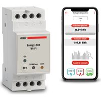 Compteur d'énergie WiFi monophasé VE794600 – Alimentation 230V AC – Courant 40A – Contrôle via application mobile – Vemer