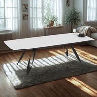 Tavolo allungabile con piano colore bianco frassino e gambe in metallo sagomate nere 190 cm - Tokuri